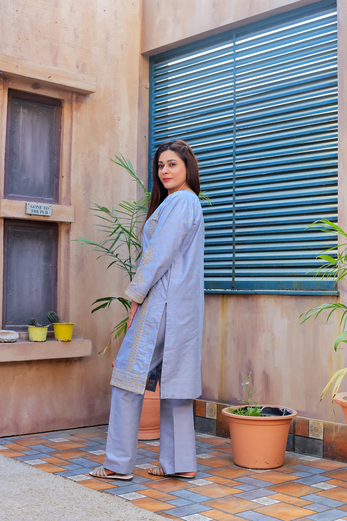 Soft LIght  Blue ,3 Pc , Ready to Wear