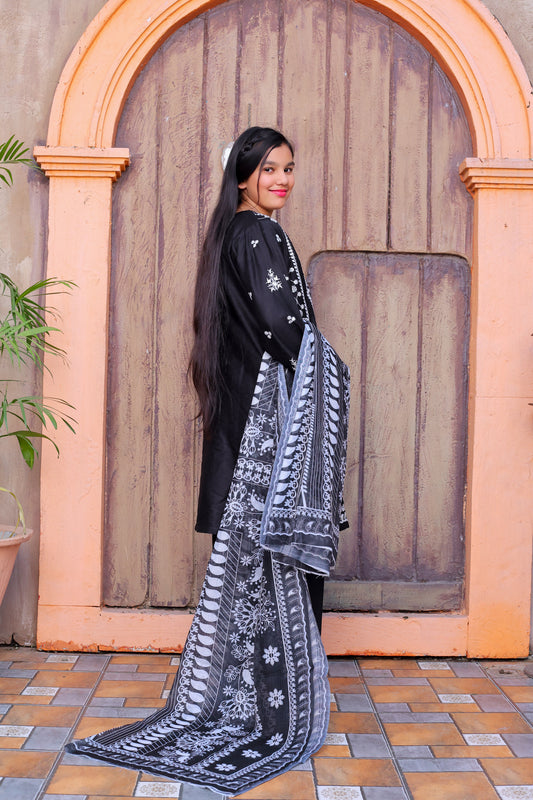 Black  ,Ready to wear , 3 Pc